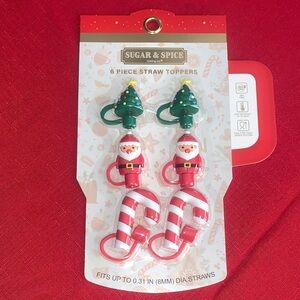 Sugar & Spice Holiday Straw Toppers Set - Red, Green, White